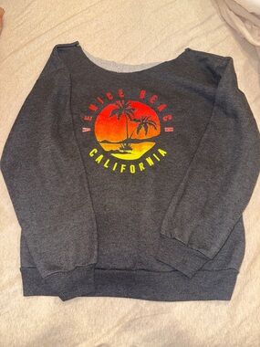 Women's Dark Gray Crewneck Sweatshirt with Venice Beach Graphic